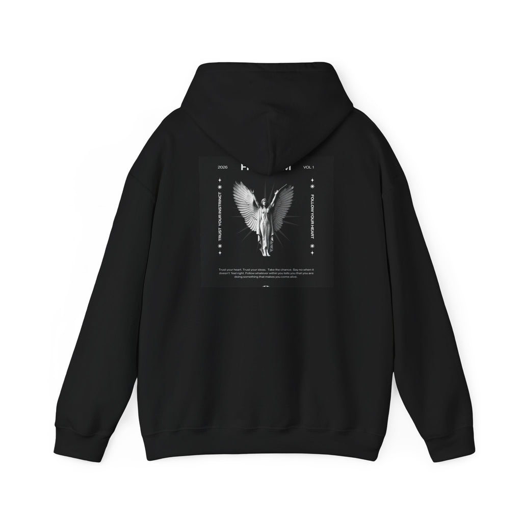 Freedom Angel Hoodie — Gothic Black & White Angel Wings Sweatshirt