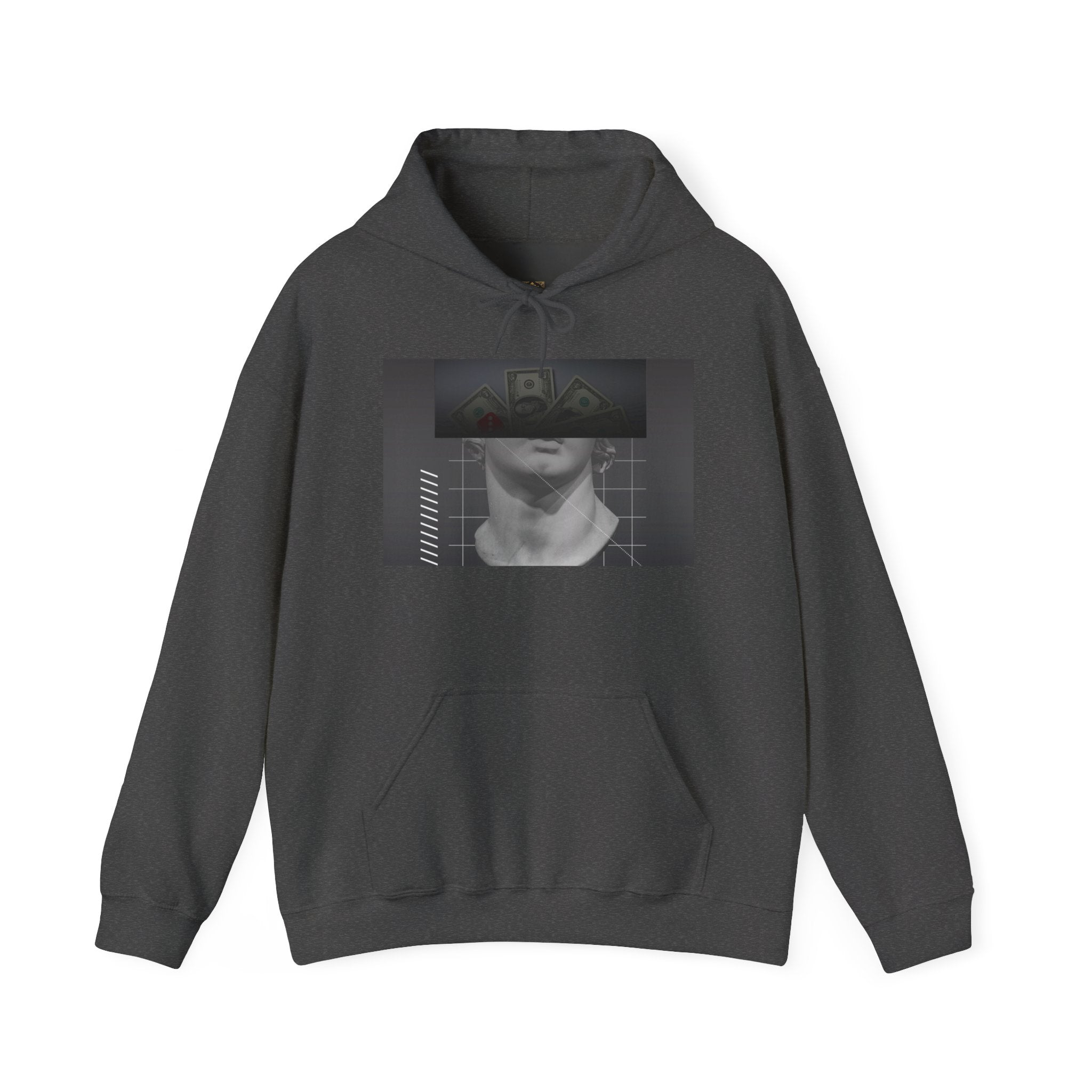 Graphic Hoodie — Black & White Glitch Portrait Hoodie