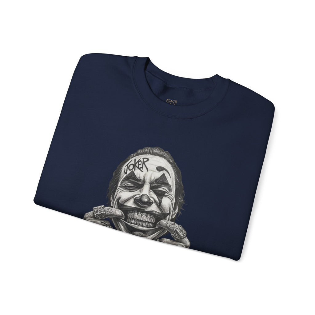 Joker Smile Crewneck Sweatshirt — Grinning Clown Graphic Pullover