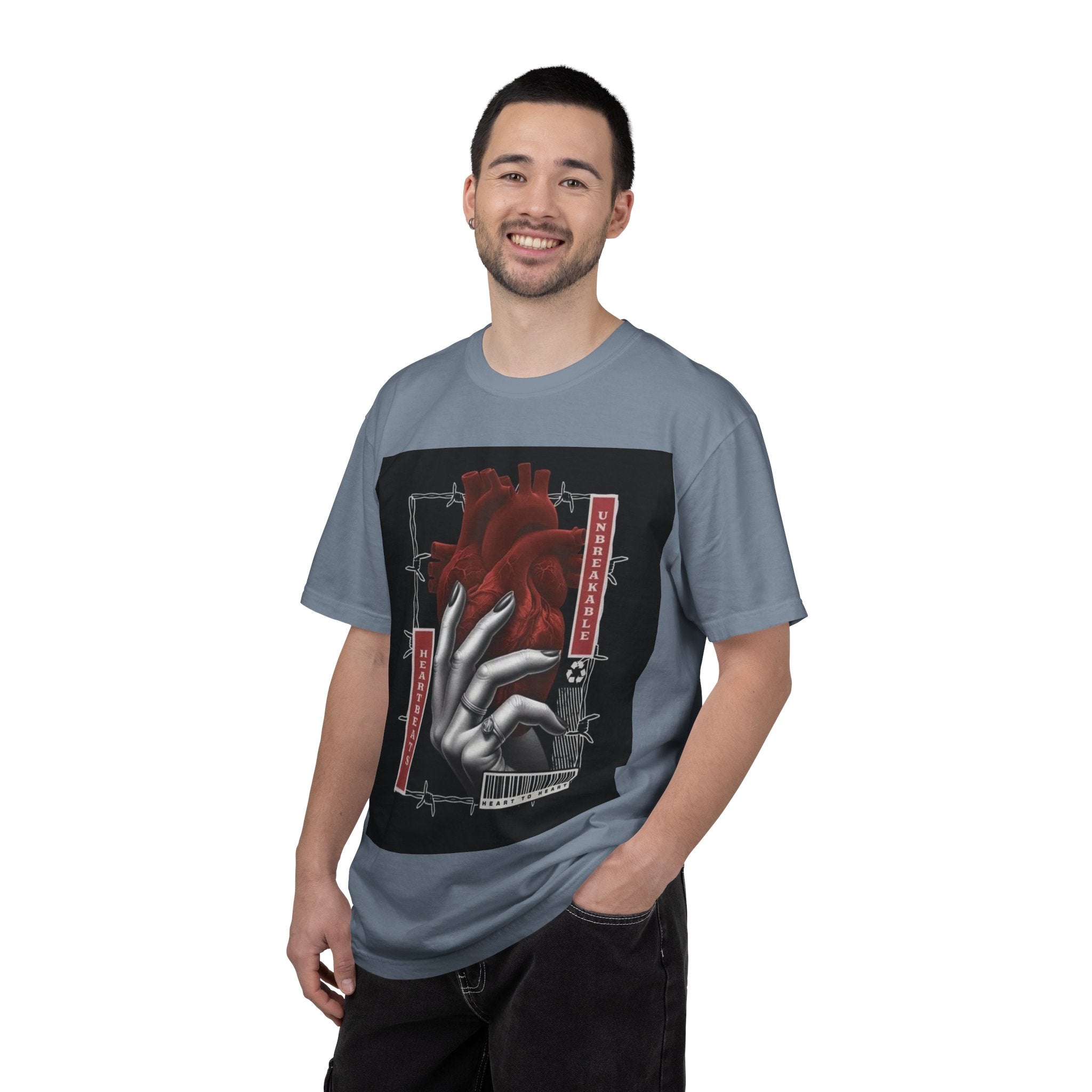 Graphic Heart & Hand T‑Shirt — 'Heartbeat' Gothic Streetwear Tee
