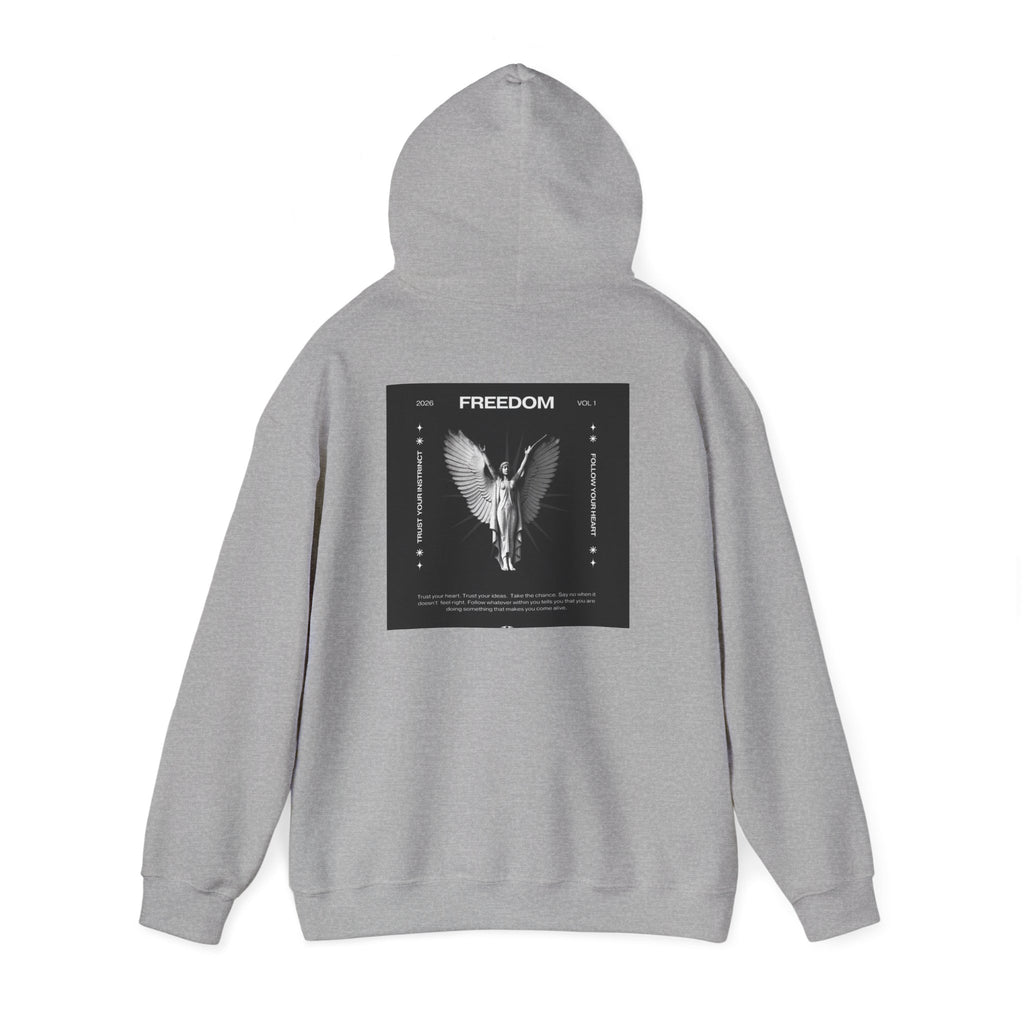 Freedom Angel Hoodie — Gothic Black & White Angel Wings Sweatshirt