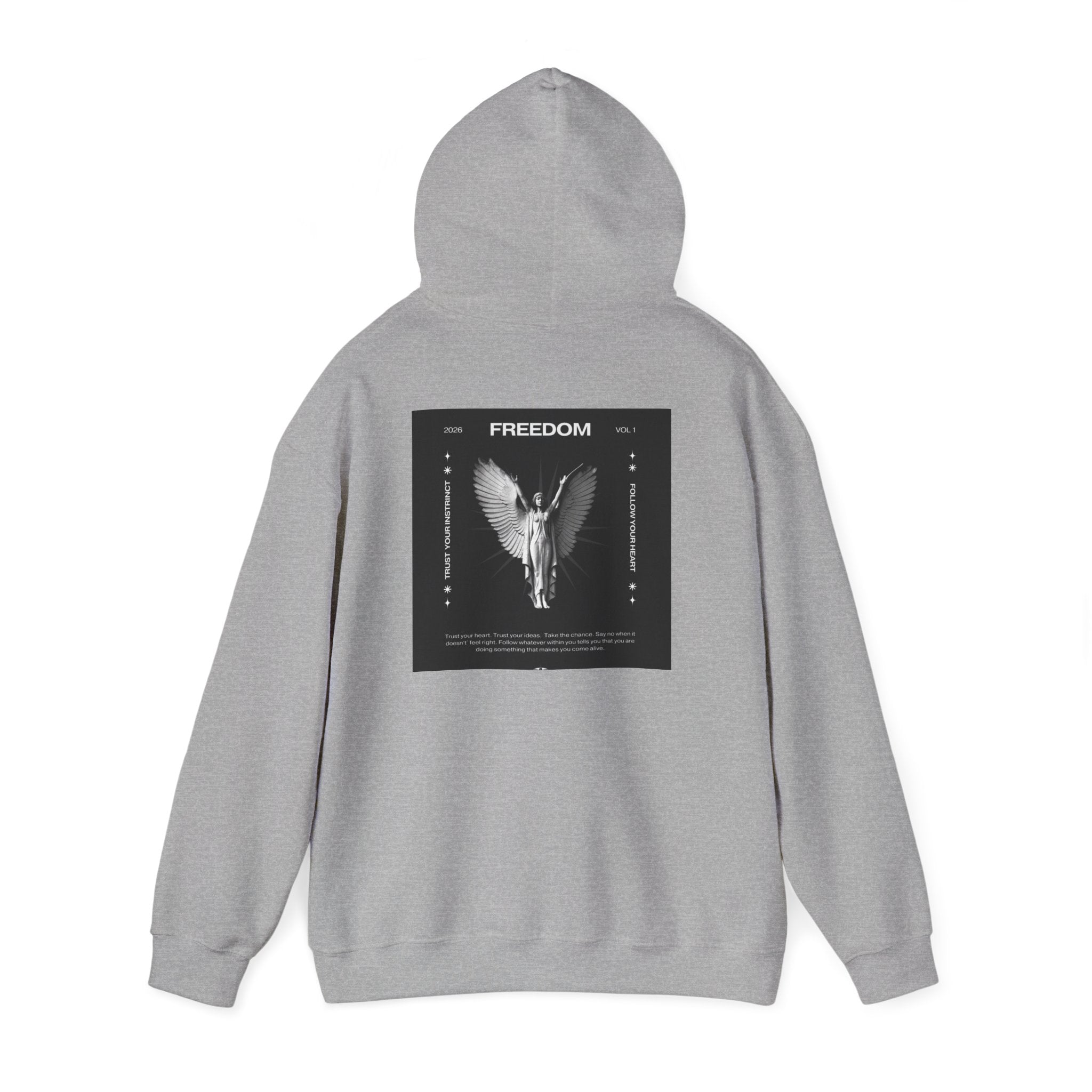 Freedom Angel Hoodie — Gothic Black & White Angel Wings Sweatshirt