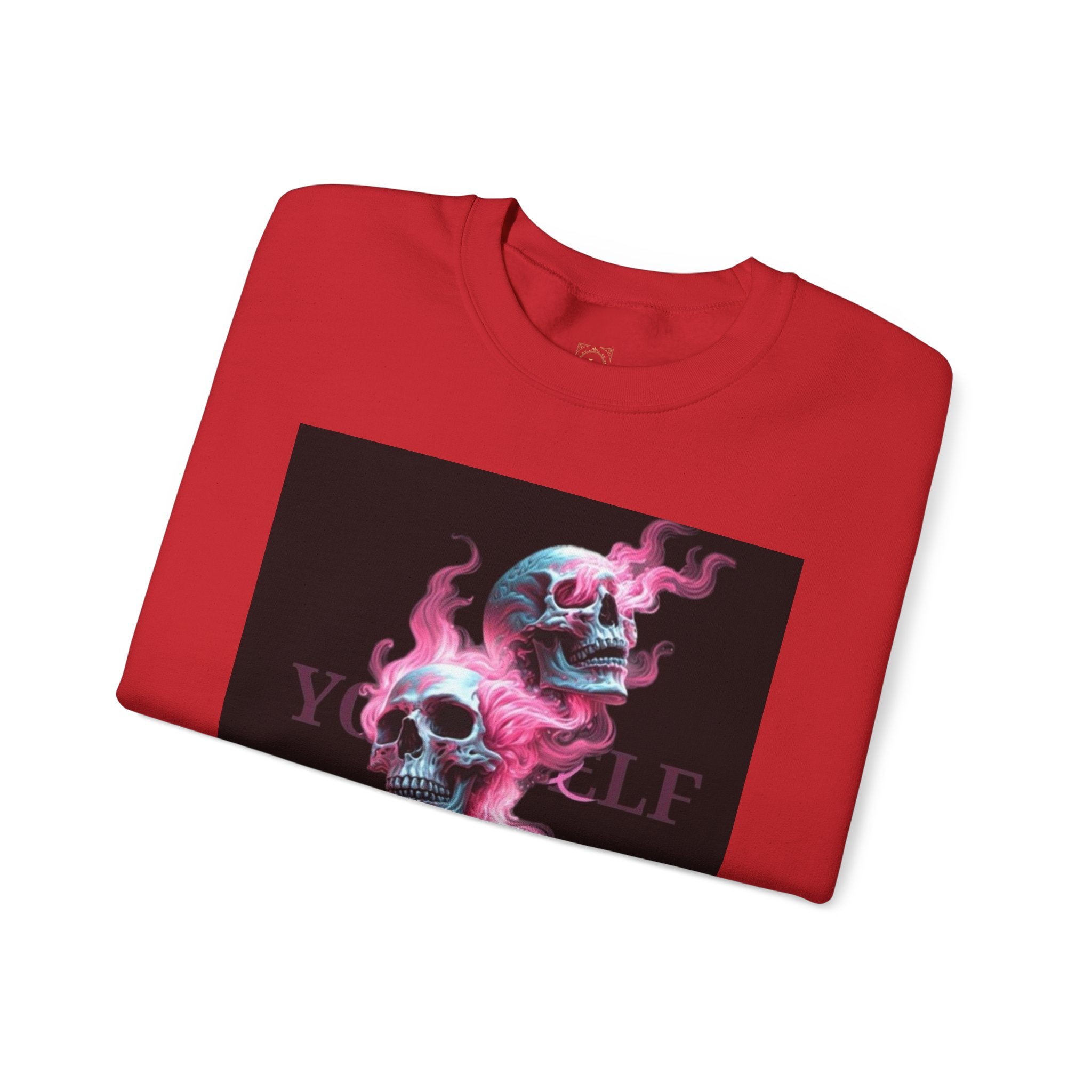 Skull Smoke Crewneck Sweatshirt — Neon Pink & Blue Gothic Graphic