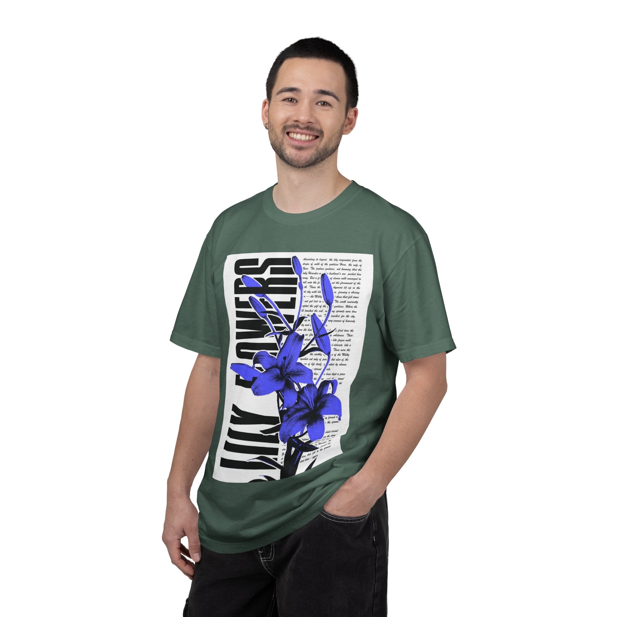 Floral Legacy Graphic T-Shirt — Bold Blue Orchid Design