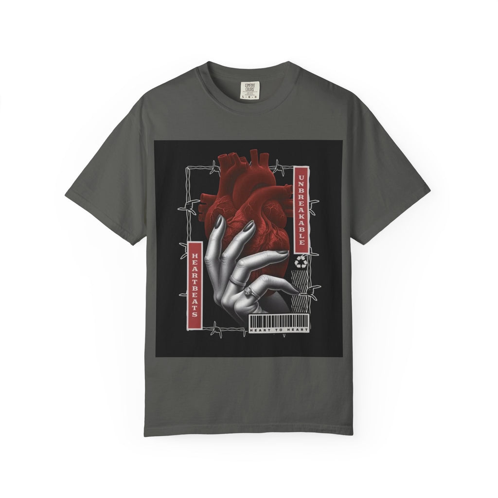 Graphic Heart & Hand T‑Shirt — 'Heartbeat' Gothic Streetwear Tee