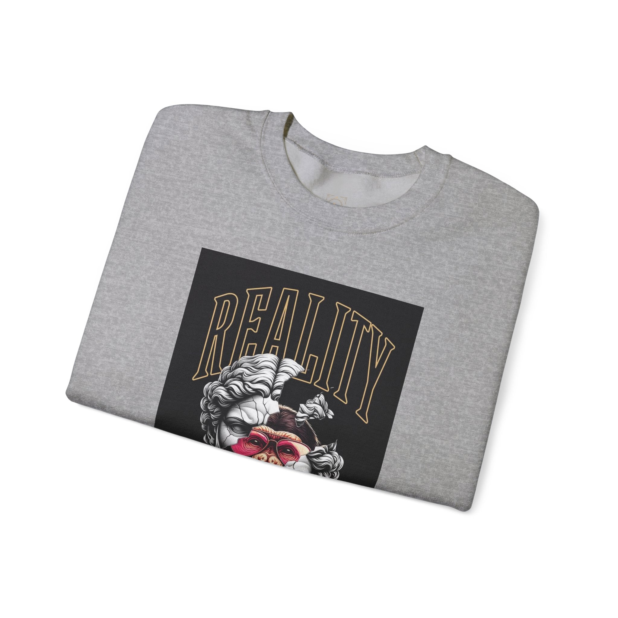 Crewneck Sweatshirt — "Reality Hides Behind The Mask" Graphic Pullover