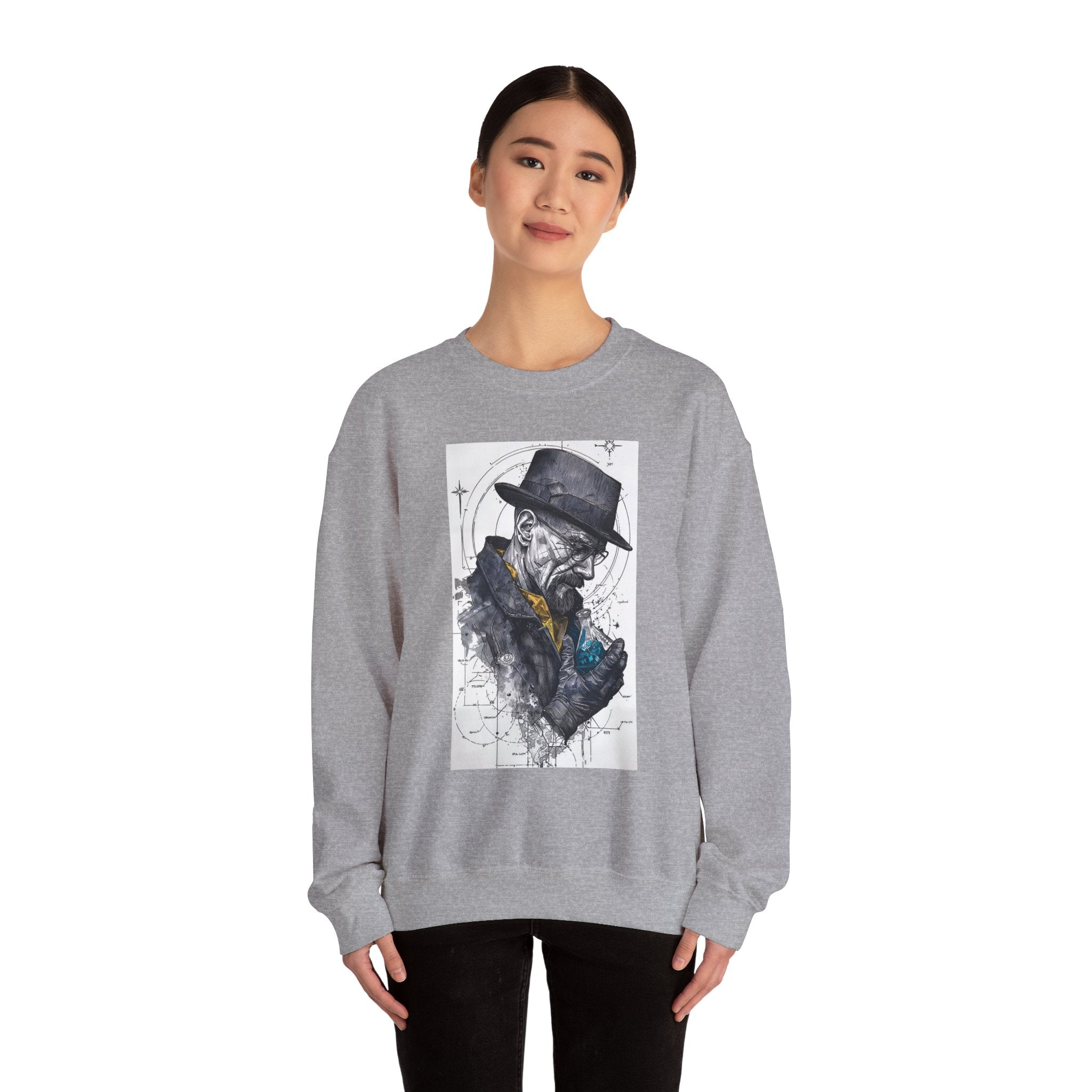 Crewneck Sweatshirt — Heisenberg Portrait with Blue Crystal Art