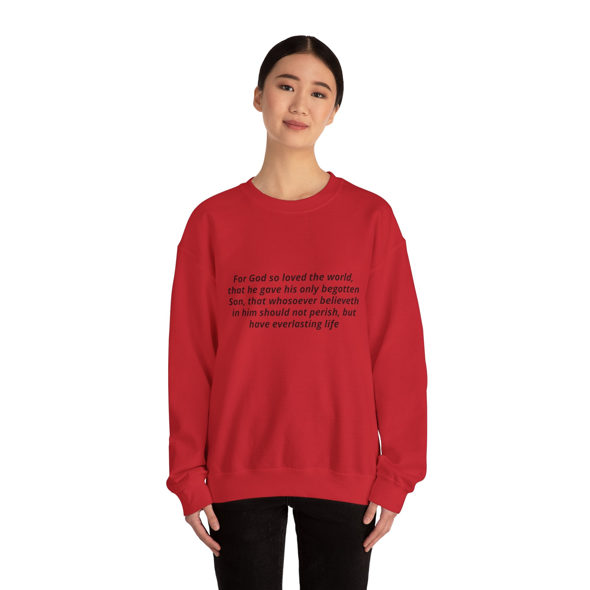 Christian Crewneck Sweatshirt – John 3:16 Scripture Design "Prophecy Child"