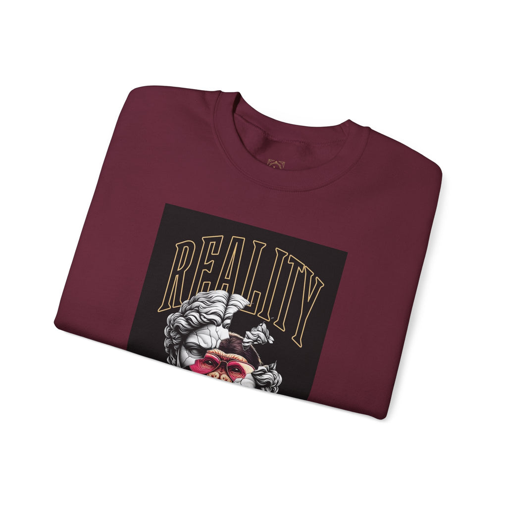 Crewneck Sweatshirt — "Reality Hides Behind The Mask" Graphic Pullover