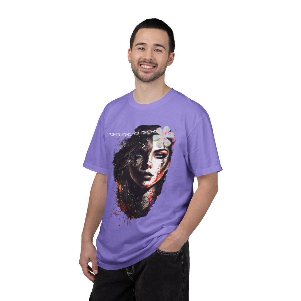 Artistic Femme Portrait T-Shirt — Watercolor Floral Face Graphic Tee
