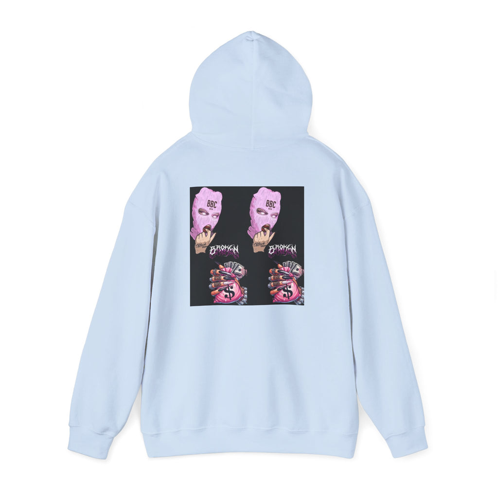 Horror Collage Hoodie — Spooky Pink Skull & Claw Graphic Sweatshirt