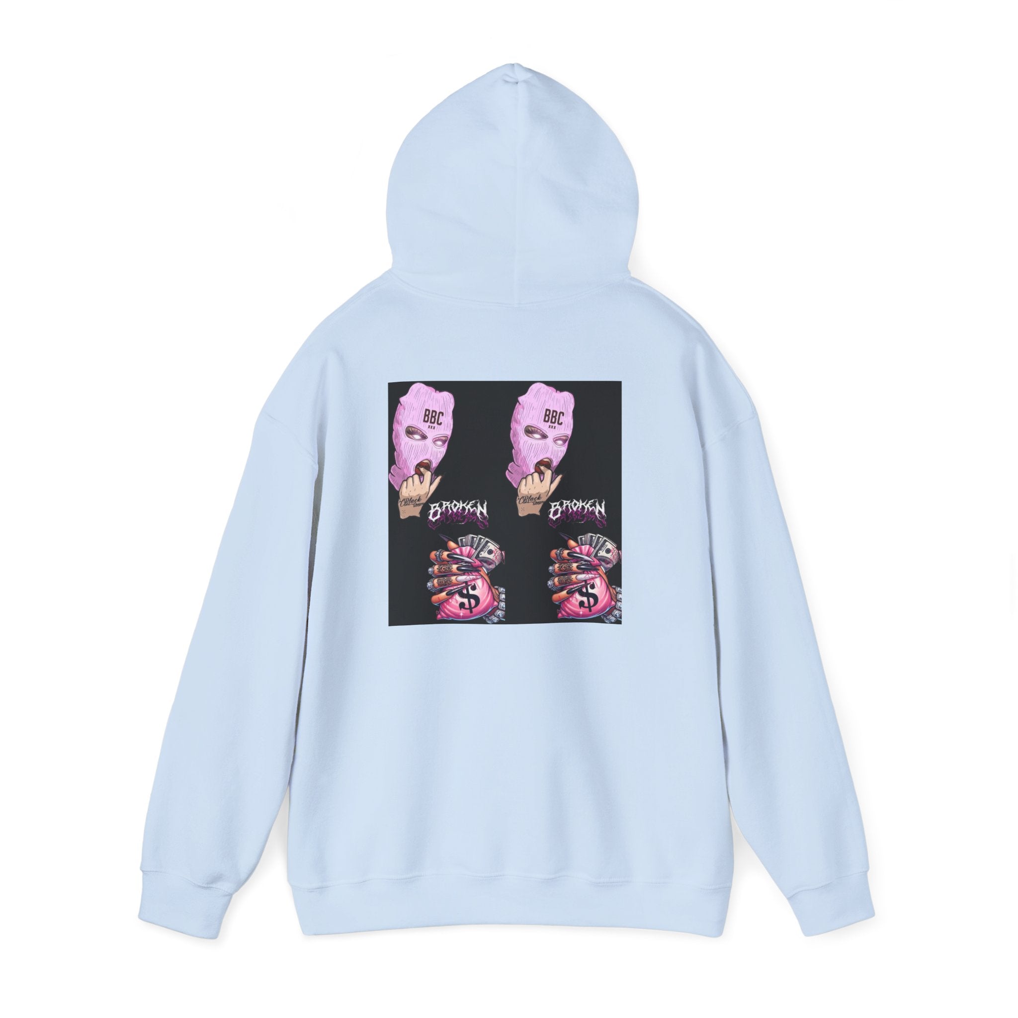 Horror Collage Hoodie — Spooky Pink Skull & Claw Graphic Sweatshirt