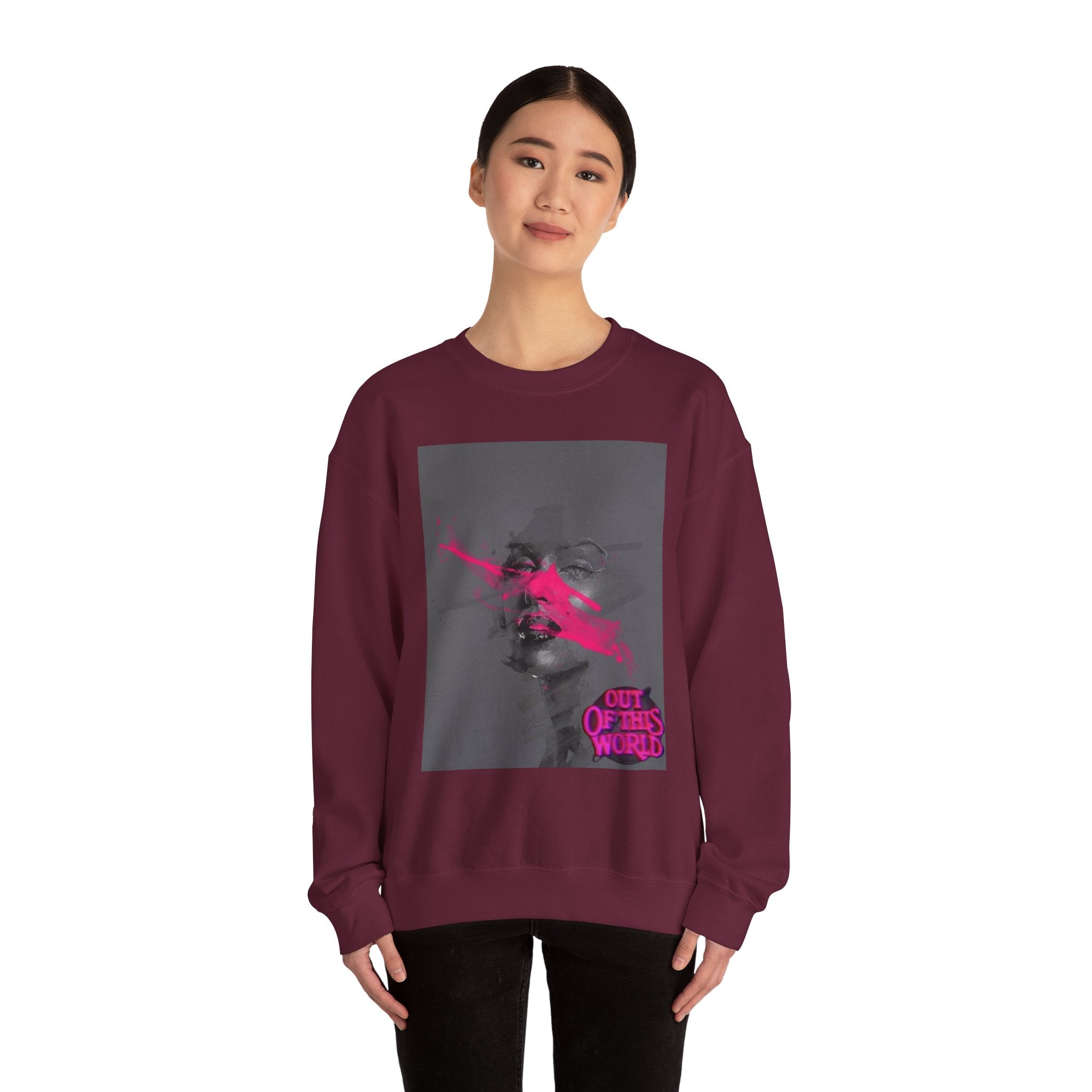 Graphic Sweatshirt — 'Out of This World' Neon Portrait Crewneck