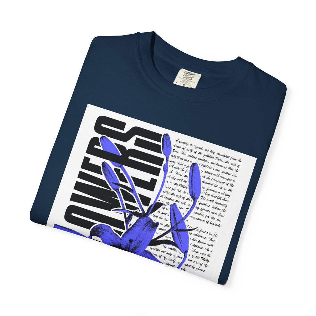 Floral Legacy Graphic T-Shirt — Bold Blue Orchid Design