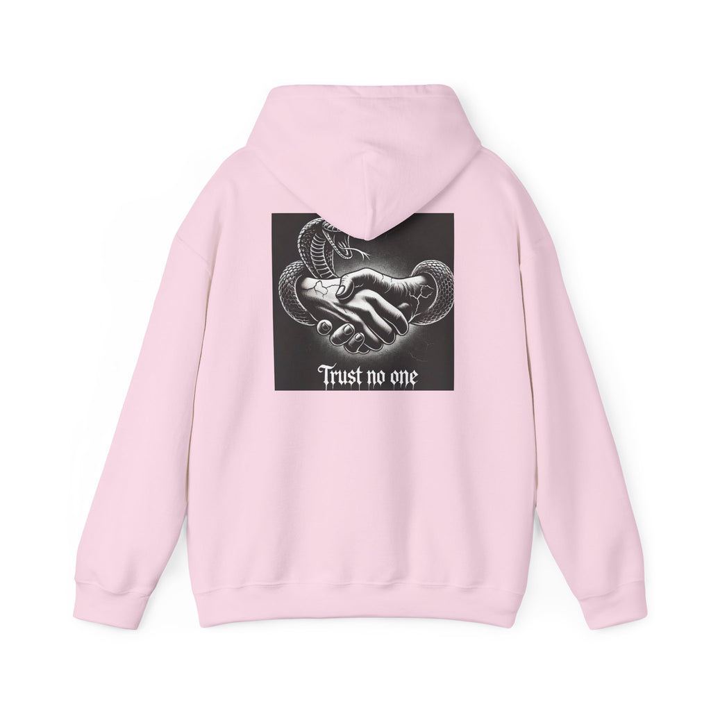 Trust No One Hoodie — Snake Handshake Graphic Hoodie