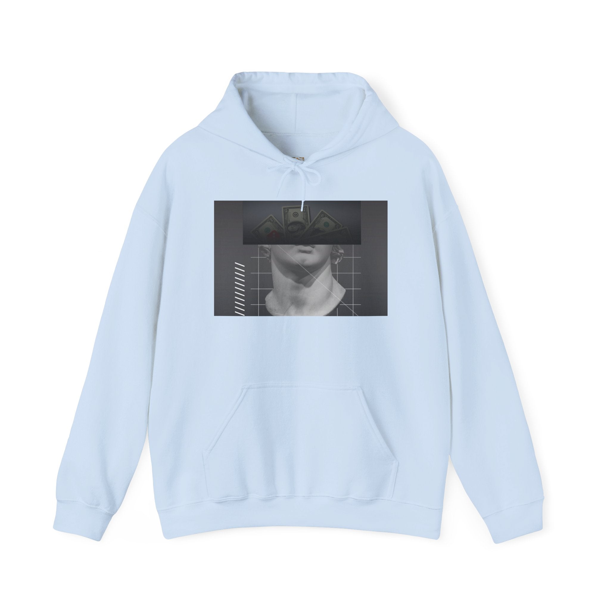 Graphic Hoodie — Black & White Glitch Portrait Hoodie