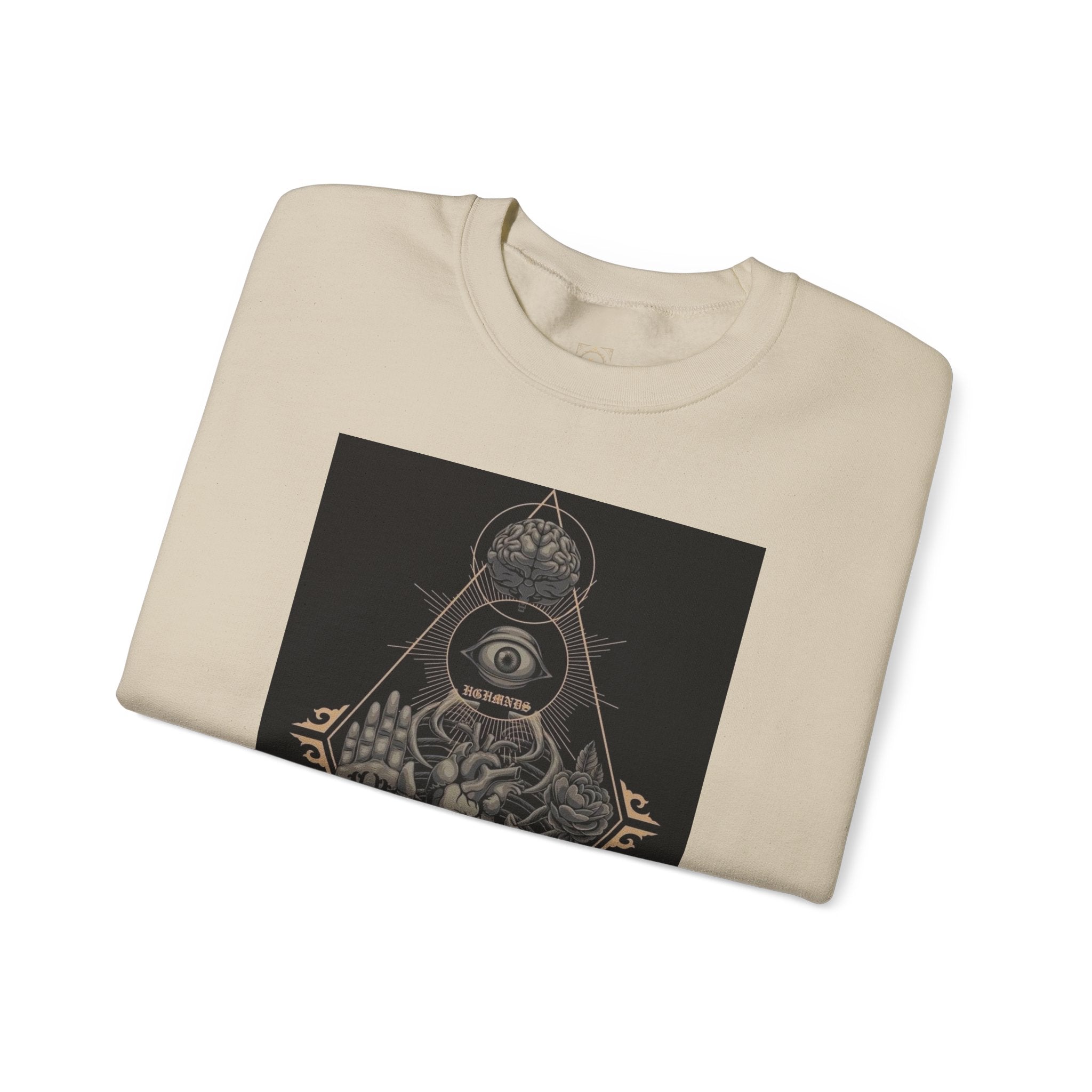 Crewneck Sweatshirt — Occult Skeleton Eye Graphic