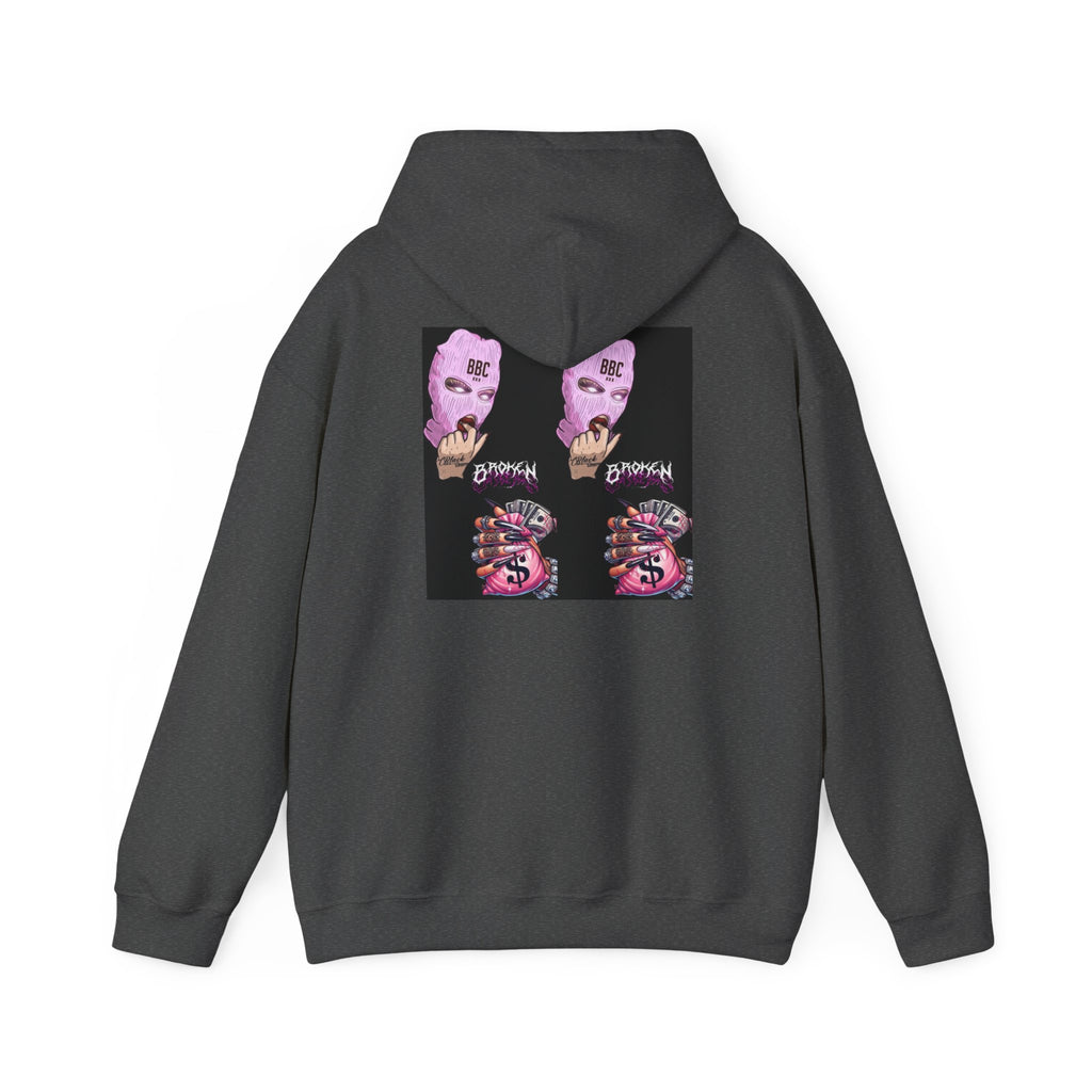 Horror Collage Hoodie — Spooky Pink Skull & Claw Graphic Sweatshirt
