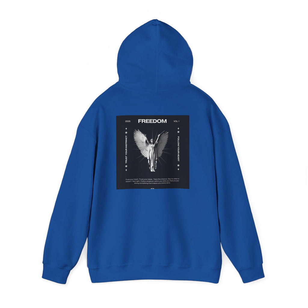 Freedom Angel Hoodie — Gothic Black & White Angel Wings Sweatshirt