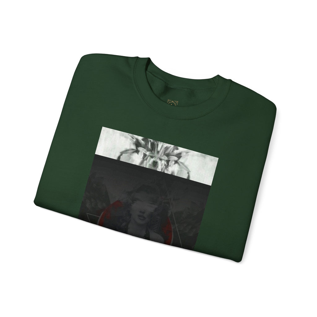 Crewneck Sweatshirt — Dark Abstract Chest Print with 'Legaciess' Gold Back Logo