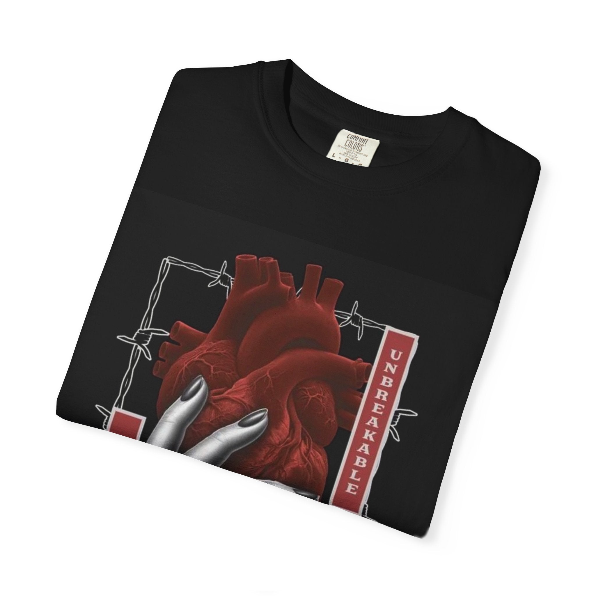 Graphic Heart & Hand T‑Shirt — 'Heartbeat' Gothic Streetwear Tee