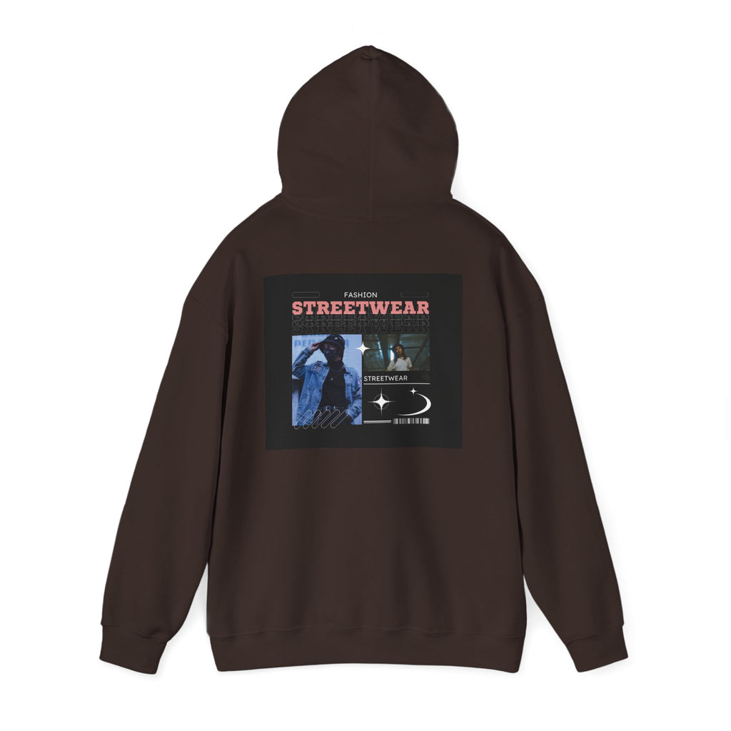Streetwear Graphic Hoodie — Vintage Noir Collage "STREETWEAR" Design