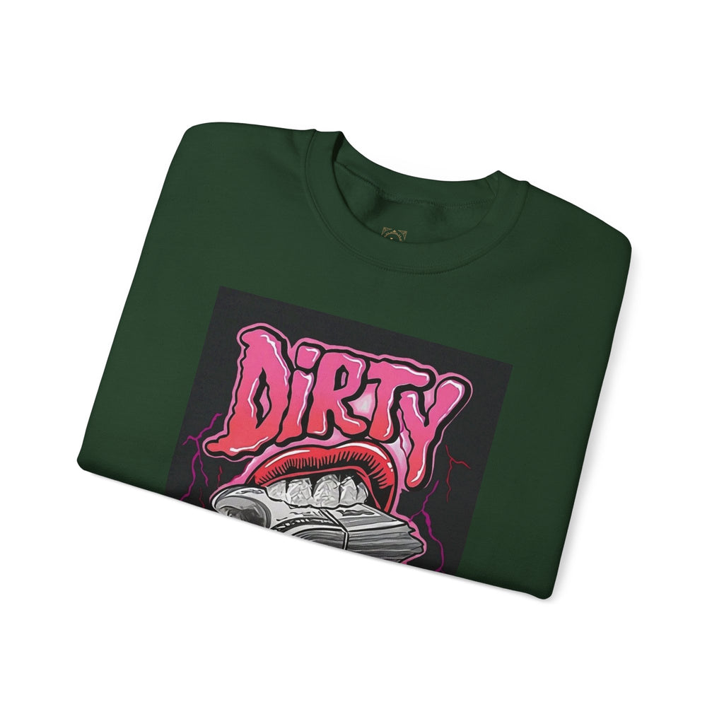 Dirty Money Crewneck Sweatshirt – Retro Graphic Money & Lips Design