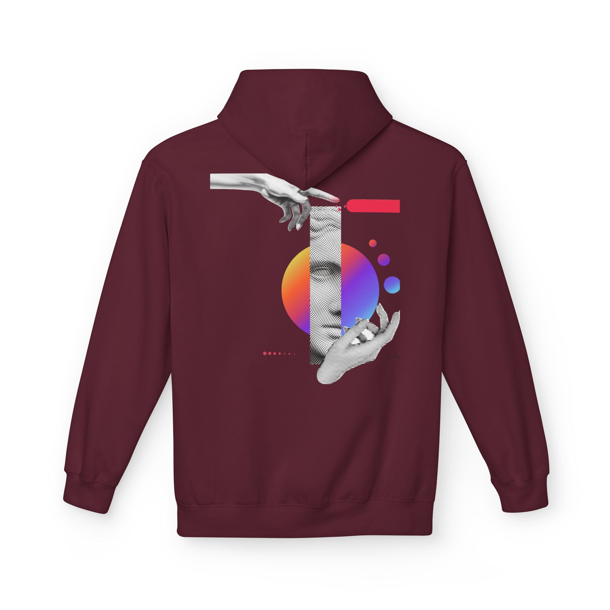 Hoodie — Abstract Hands & Gradient Orb Art Sweatshirt