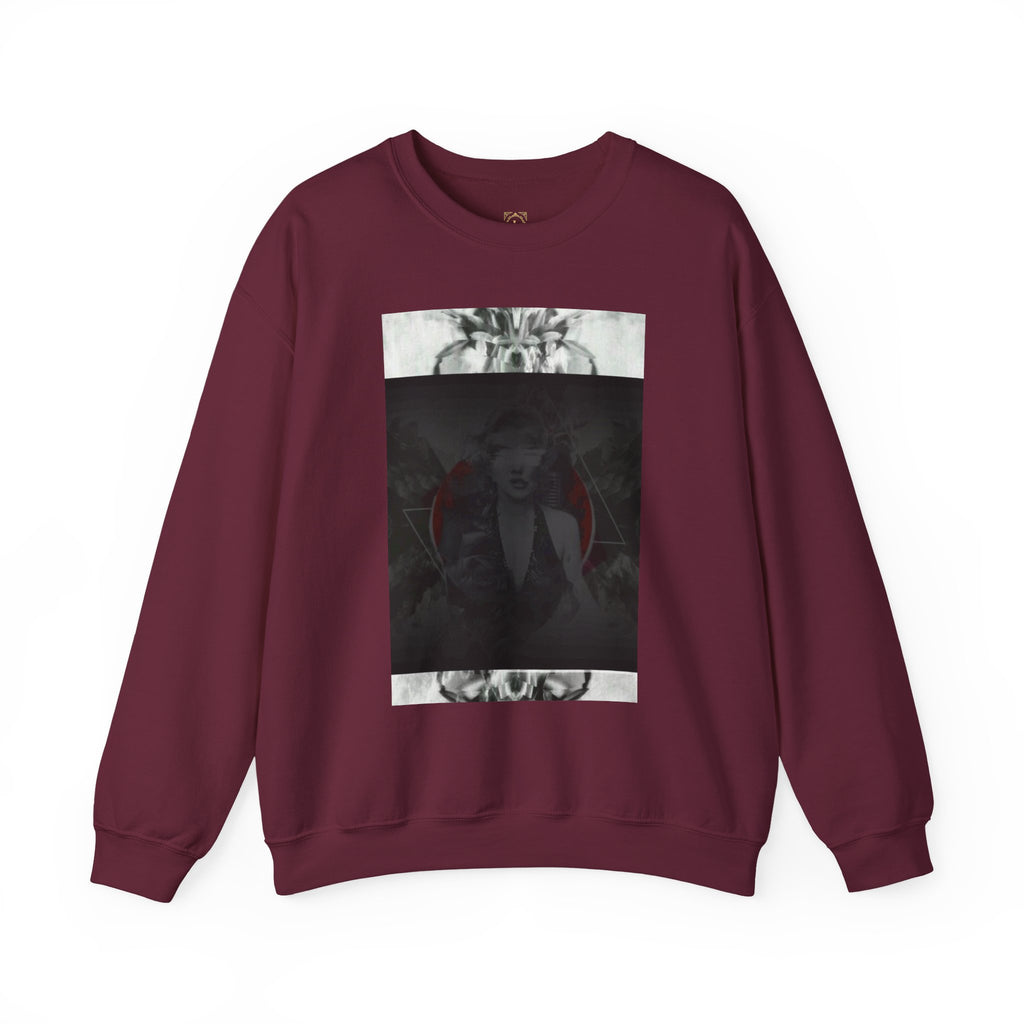 Crewneck Sweatshirt — Dark Abstract Chest Print with 'Legaciess' Gold Back Logo