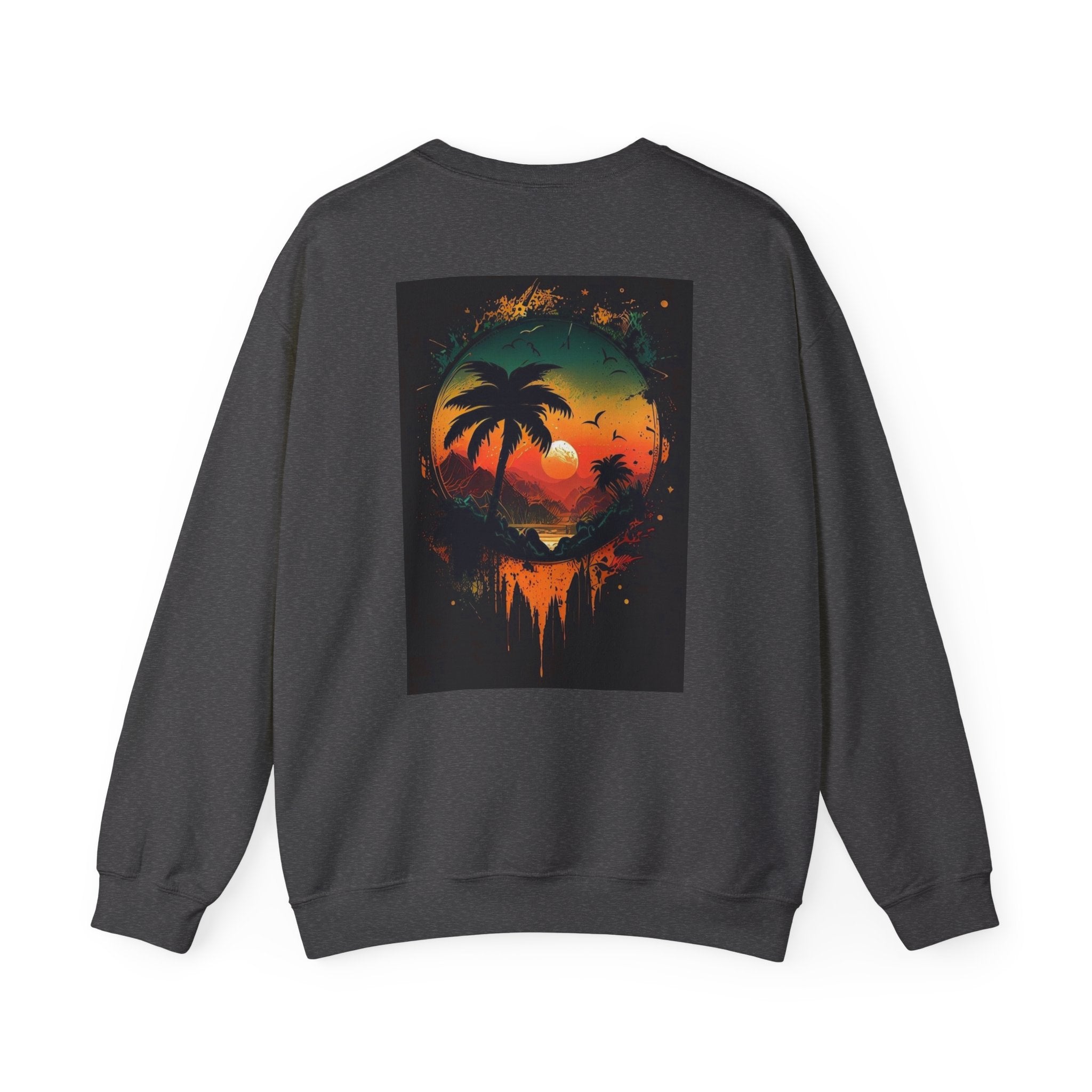 Sunset Island Sweatshirt — Tropical Palm Sunset Crewneck