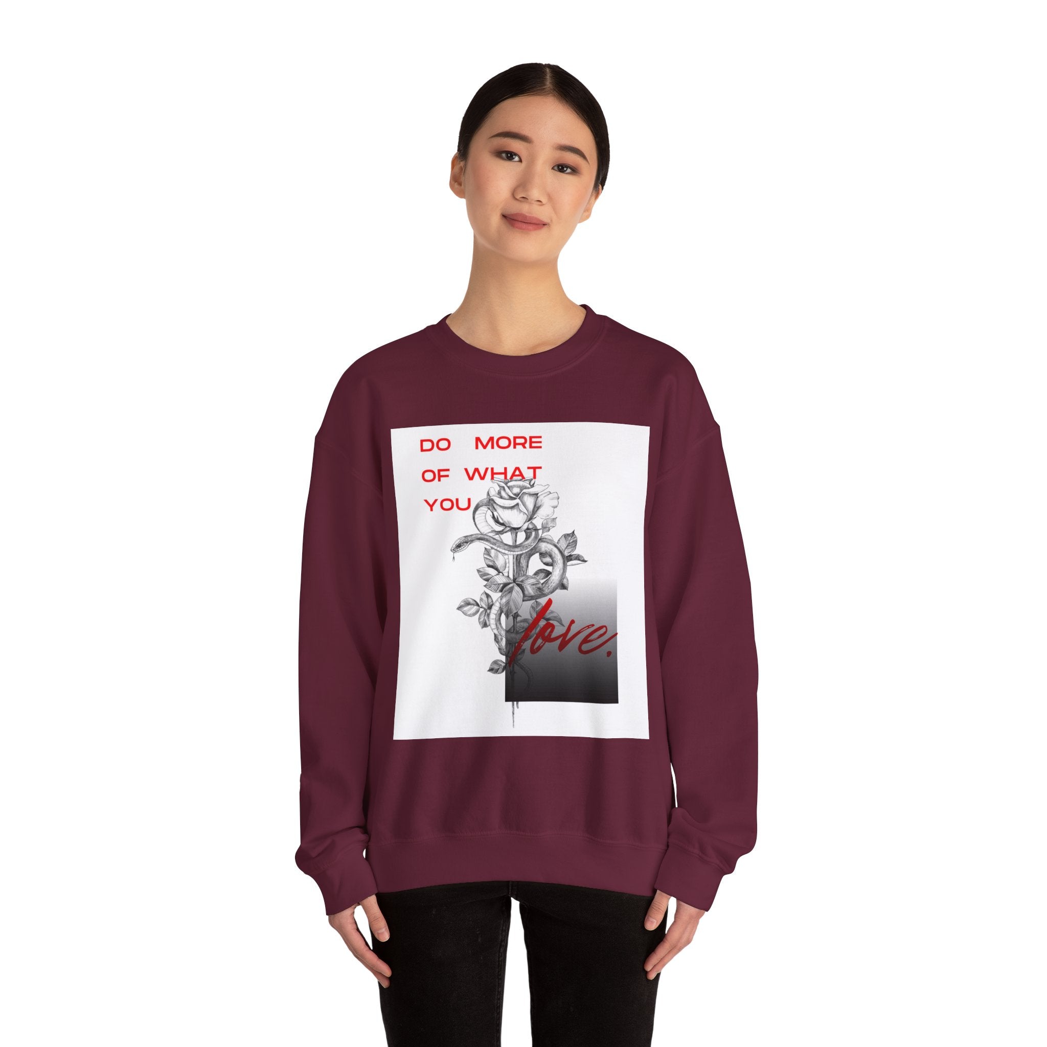Crewneck Sweatshirt — "Do More of What You Love" Floral Graphic