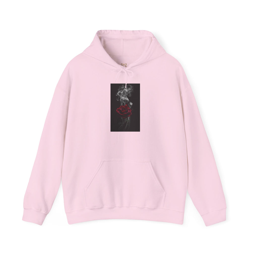 Smoky Red Rose Hoodie — Gothic Floral Hooded Sweatshirt