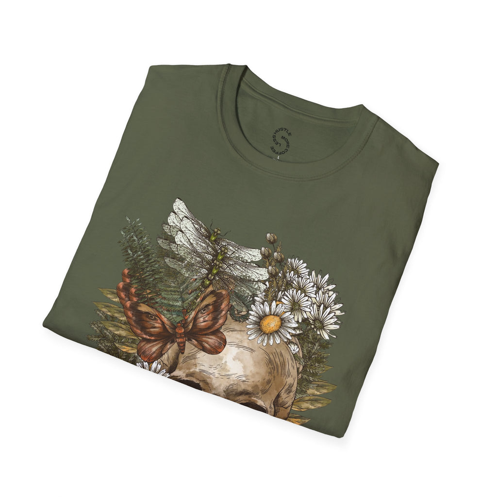 Skull & Daisies Graphic T-Shirt — Botanical Skull Floral Tee