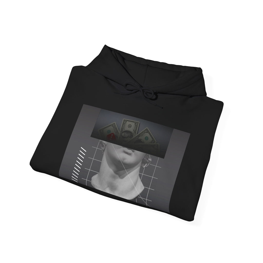 Graphic Hoodie — Black & White Glitch Portrait Hoodie