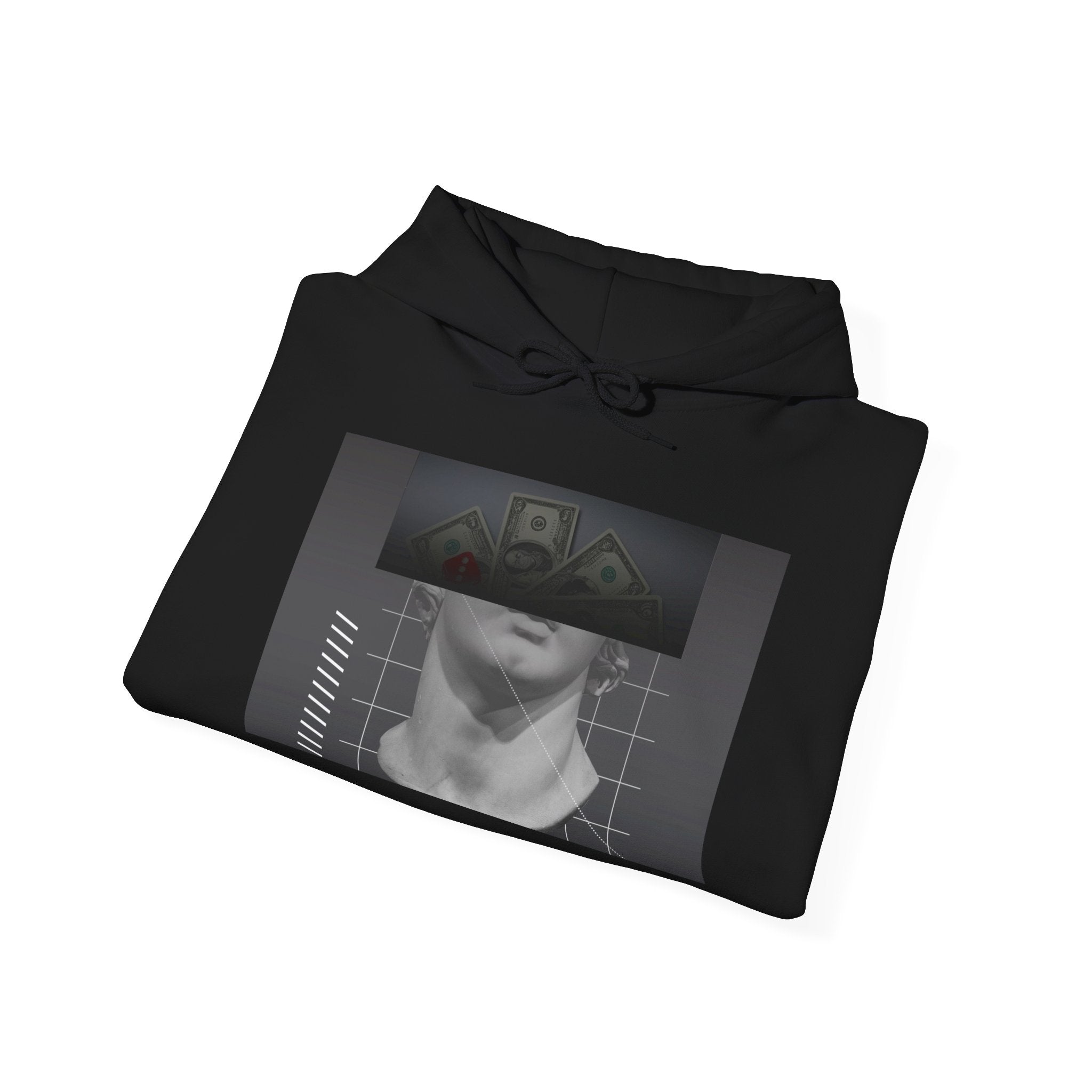Graphic Hoodie — Black & White Glitch Portrait Hoodie