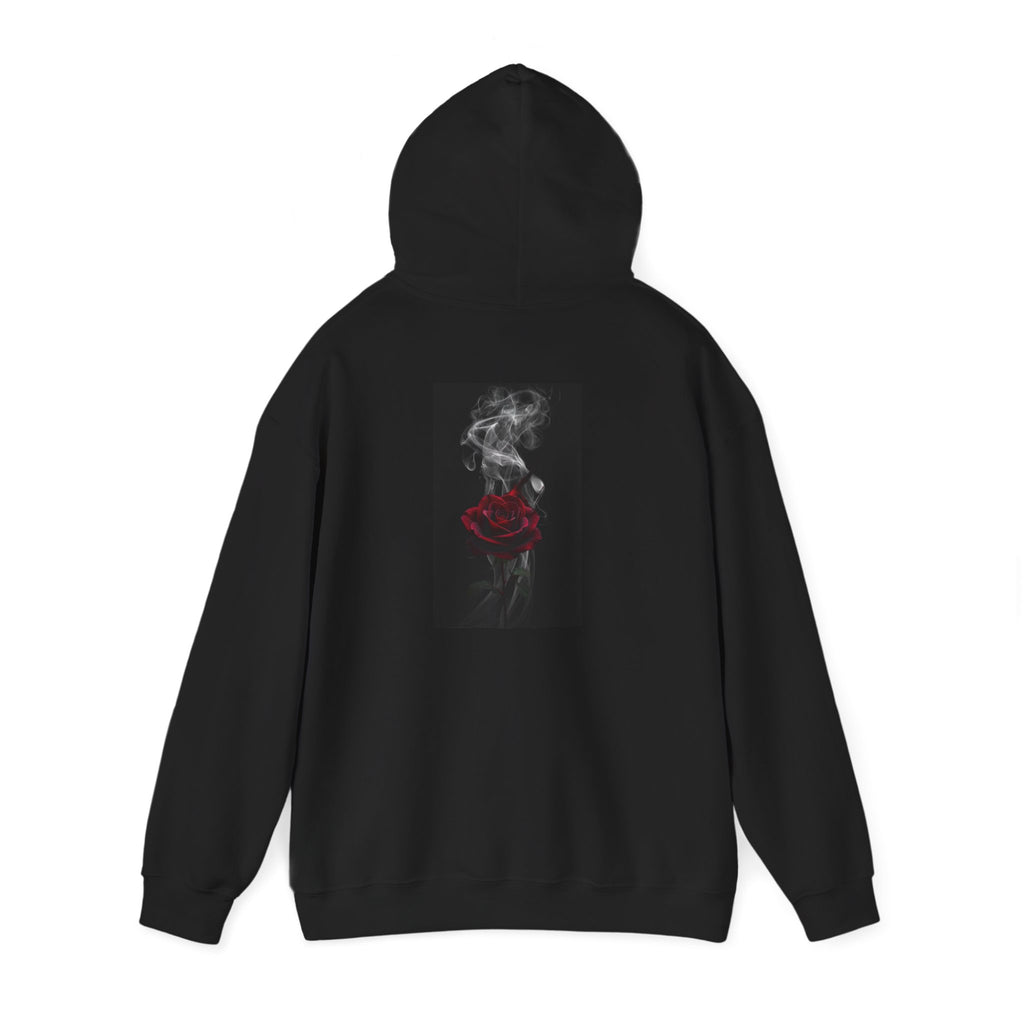 Smoky Red Rose Hoodie — Gothic Floral Hooded Sweatshirt