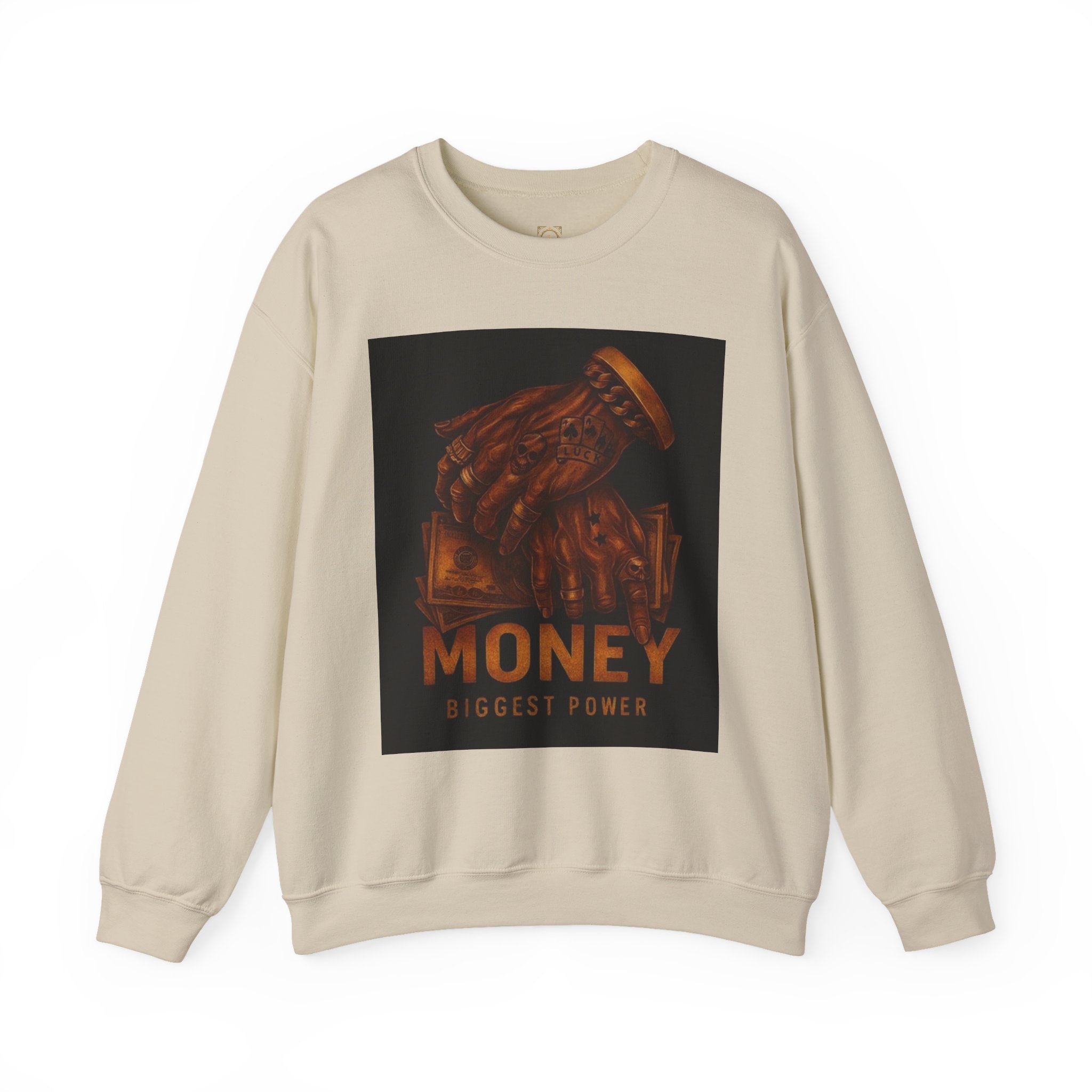 Crewneck Sweatshirt — 'Money Biggest Power' Graphic Pullover
