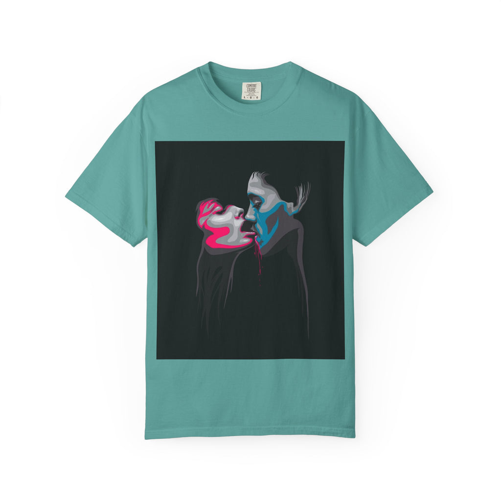 Abstract Neon Kiss T-Shirt — 'Legaciess' Back Logo Graphic Tee