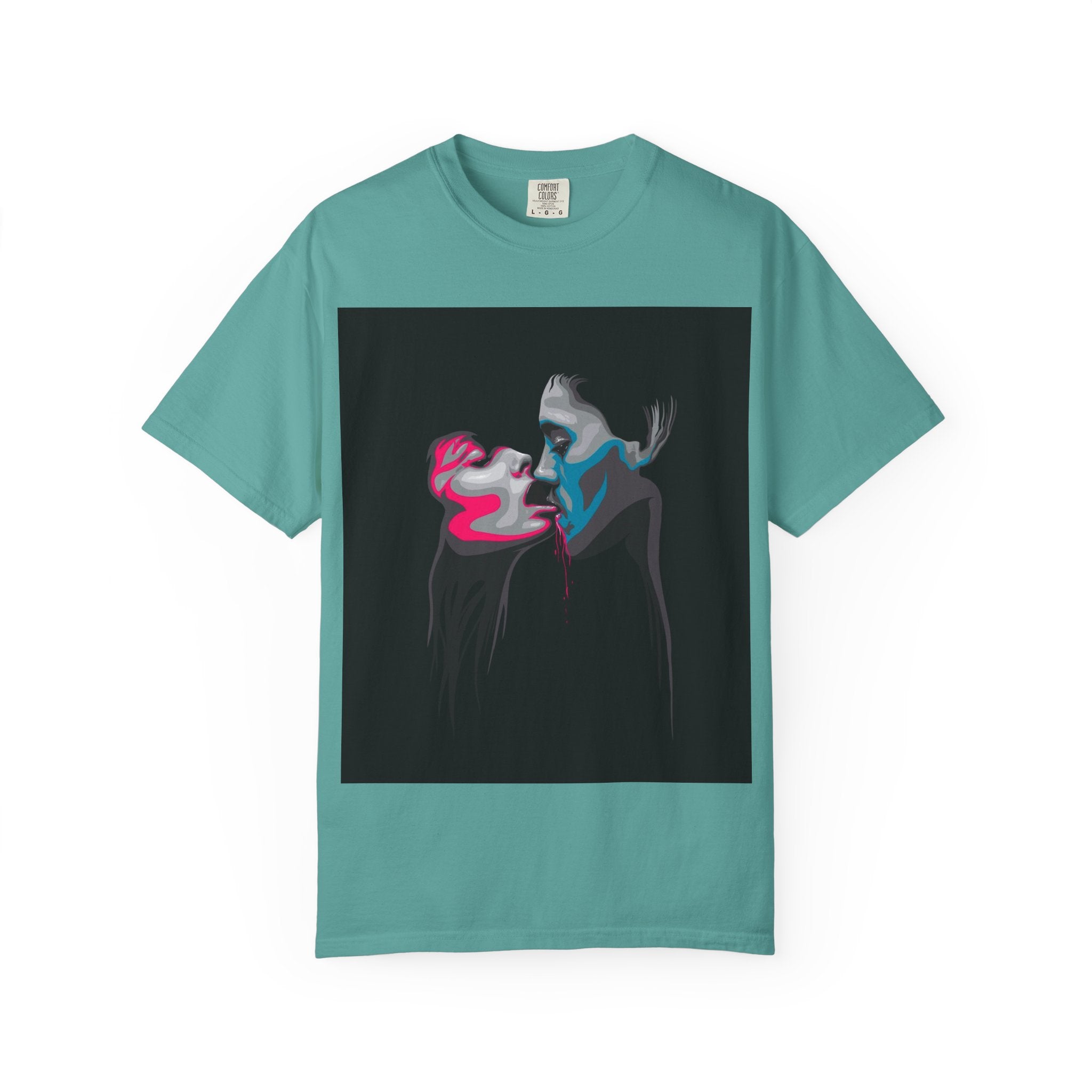 Abstract Neon Kiss T-Shirt — 'Legaciess' Back Logo Graphic Tee