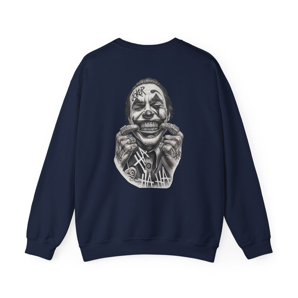 Joker Smile Crewneck Sweatshirt — Grinning Clown Graphic Pullover
