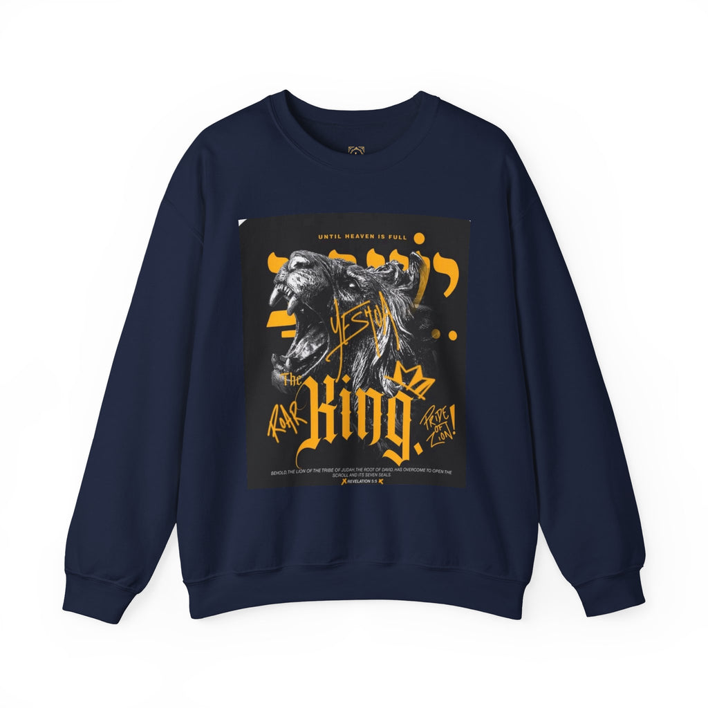 King Lion Crewneck Sweatshirt — 'King' Graphic Pullover for Bold Streetwear